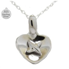 Sterling Silver Heart And Cross Wholesale Pendant And Chain