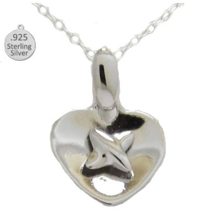Sterling Silver Heart And Cross Wholesale Pendant And Chain