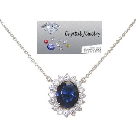 Princess Kate And Princess Di Necklace with chain Sapphire