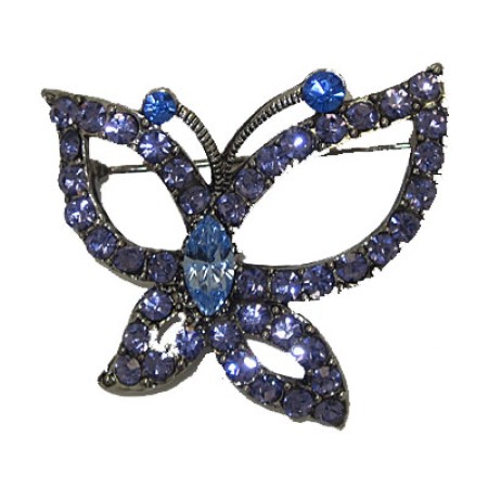 Butterfly Brooche set in Bliue Cubic Zirconia Pin