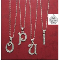 I LETTER in Sterling Charm Pendant Letter I on chain