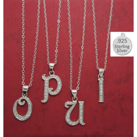 U LETTER in Sterling Charm Pendant Letter U on chain