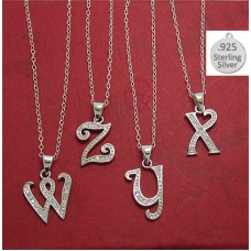 W LETTER in Sterling Charm Pendant Letter W on chain