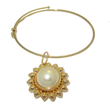 Expandable Bangle with Large Yellow Flower