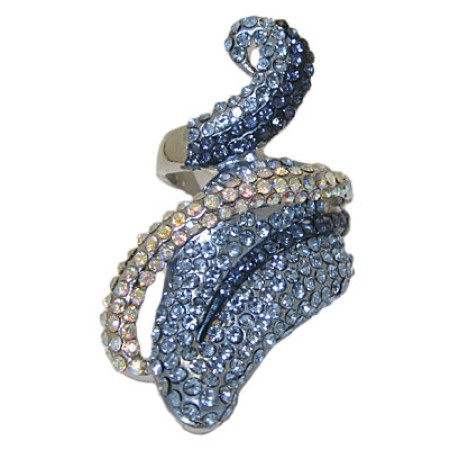 Designer Blue Sapphire Austrian Crystal Ring