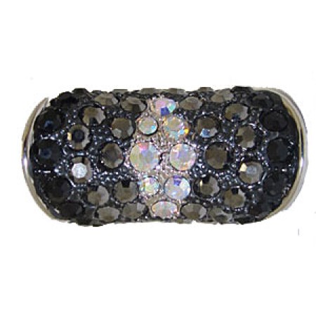Designer silver And jet black And jet hematite And AB rING
