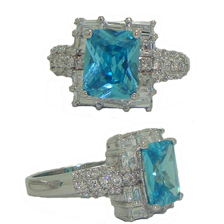 Emerald Cut Cz Celebrity's Blue Topaz