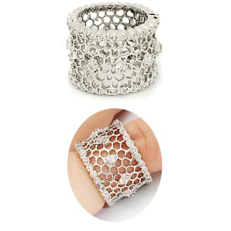 Open Weave Wide wholesale Band Cz Ring