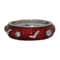 Red Hand Enamel Stack Ring Austrian Crystal