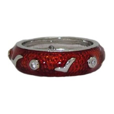 Red Hand Enamel Stack Ring Austrian Crystal