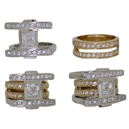 Convertible CZ Designer Ring two tone wholesale jewelry