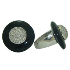 Genuine Black Onyx Gemstone Wholesale Ring Pave Center