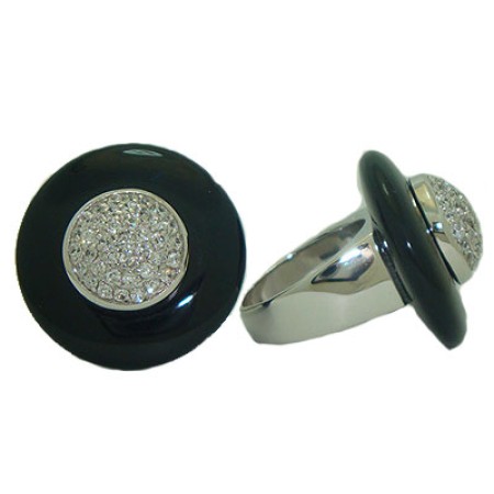 Genuine Black Onyx Gemstone Wholesale Ring Pave Center