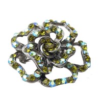 Peridot Rhinestone Vintage Style Flower Pin