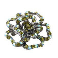 Peridot Rhinestone Vintage Style Flower Pin