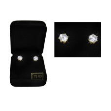 2 CTW Round Stud Earrings gift boxed yellow gold