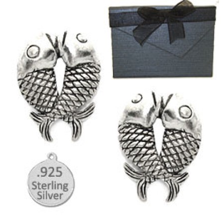 925 Sterling Silver Kissing Fish Earring