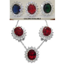 Princess Kate Wholesale 2 Pcs Set Earrings Necklace Emerald