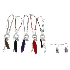 Feather N Charm Necklace and Earring Sets