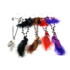 Feather Bead Necklace and Earring White 