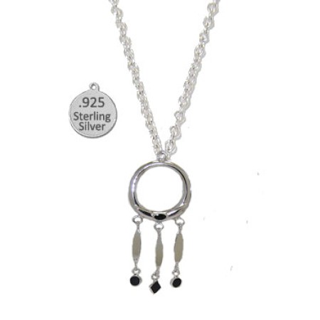 Silver Genuine Black Onyx Gemstone Wholesale Necklace