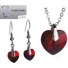 Ruby Red necklace and earring 2 pcs set with pouch White