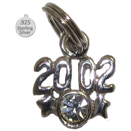 925 Sterling Silver 2002 Year Charm