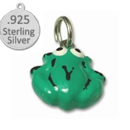 Sterling Silver green frog charm