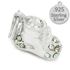 Sterling Silver Blue Baby Shoes Charm