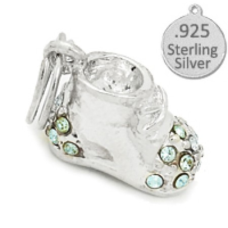 Sterling Silver Blue Baby Shoes Charm