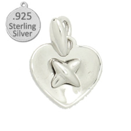 925 Sterling Silver Cross in Heart Shape Charm