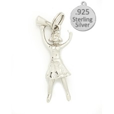 925 Sterling Silver Cheerleader w/megaphone charm