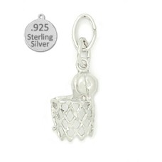 925 Sterling Silver Basketball net charm