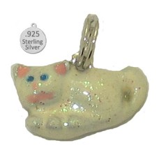 Sterling silver frosted glittery kitten wholesale charm