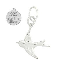 Sterling silver sparrow bird wholesale charm