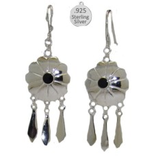 Silver Genuine Gemstone Black Onyx Wholesale Earrings