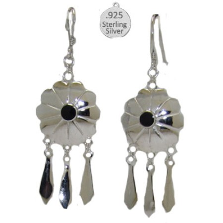 Silver Genuine Gemstone Black Onyx Wholesale Earrings