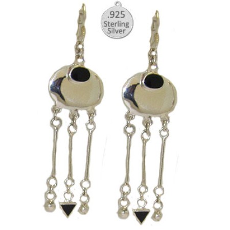 Silver And Genuine Black Onyx Stone Wholesale Earrings 