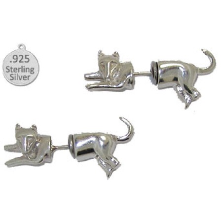 925 Sterling Silver Cat Earrings