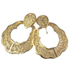 Gold Tone Doorknocker Hoop Earrings