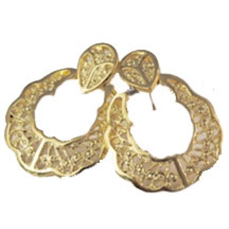 Gold Tone Doorknocker Hoop Earrings