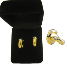 Gold Tone Hoop Post Earrings Elegant gold tone CZ