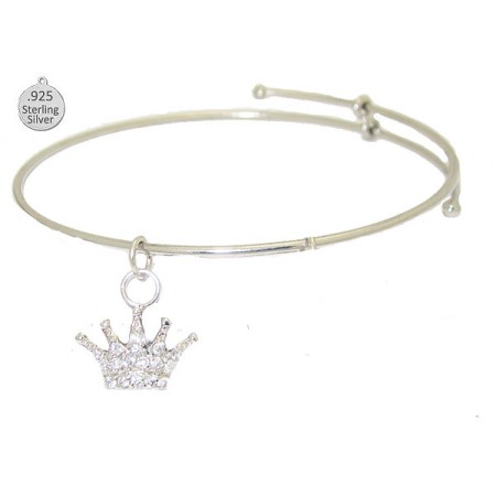 Expandable Bangle with Sterling Fancy Crown Charm