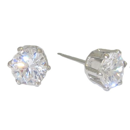 Cz Stud Earrings 3 mm white gold