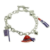 Red Hat Charm Bracelet 7 inch with enameled charms