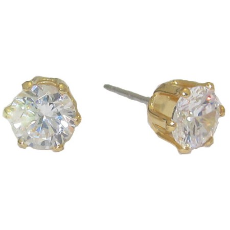 Princess Kate's Style Swarovski Cz Stud Earrings Yellow Gold 6mm